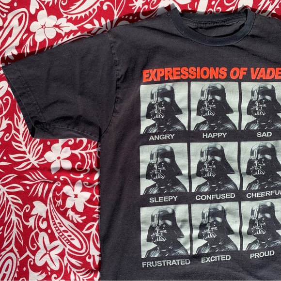 💫 Expressions of Darth Vader Graphic Shirt No Tag Size S/M Black Novelty Tee 💫 - Picture 6 of 12